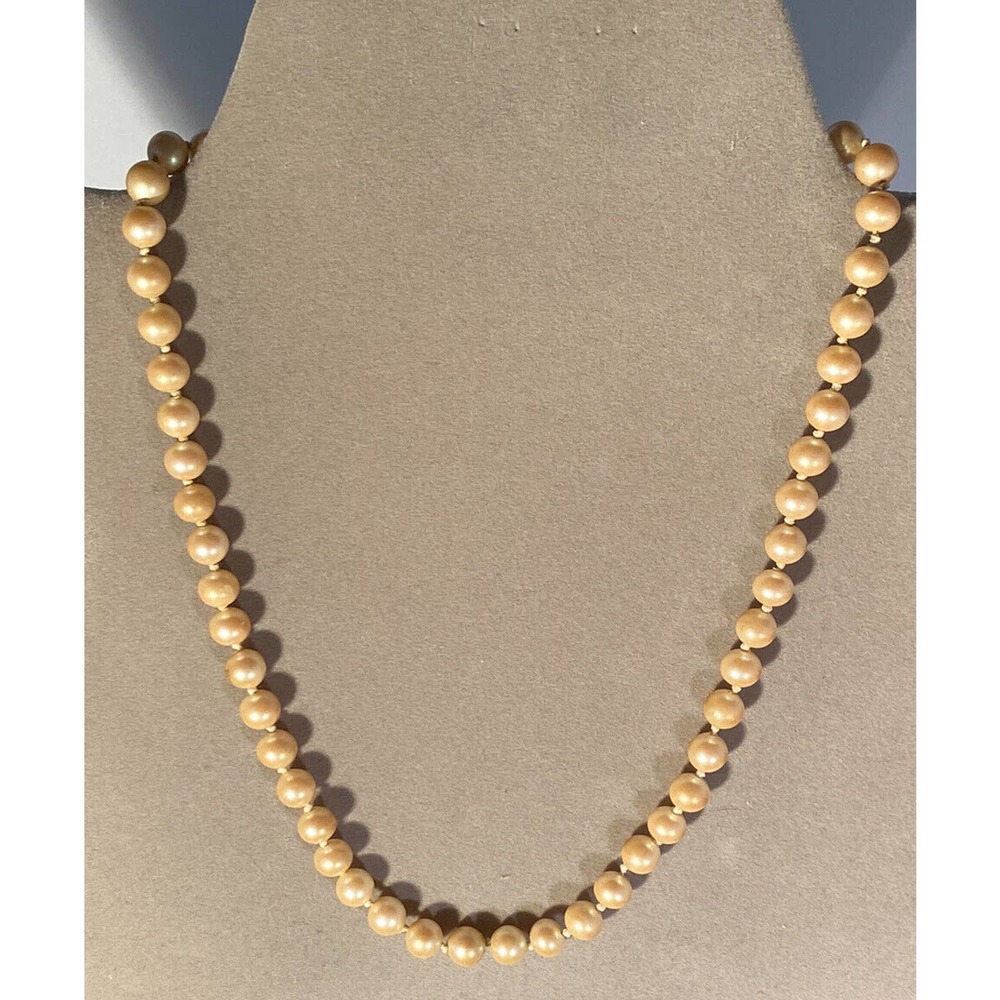 Vintage Simulated Pearls 15” X 5 mm Necklace Gold Clasp Fashion Estate